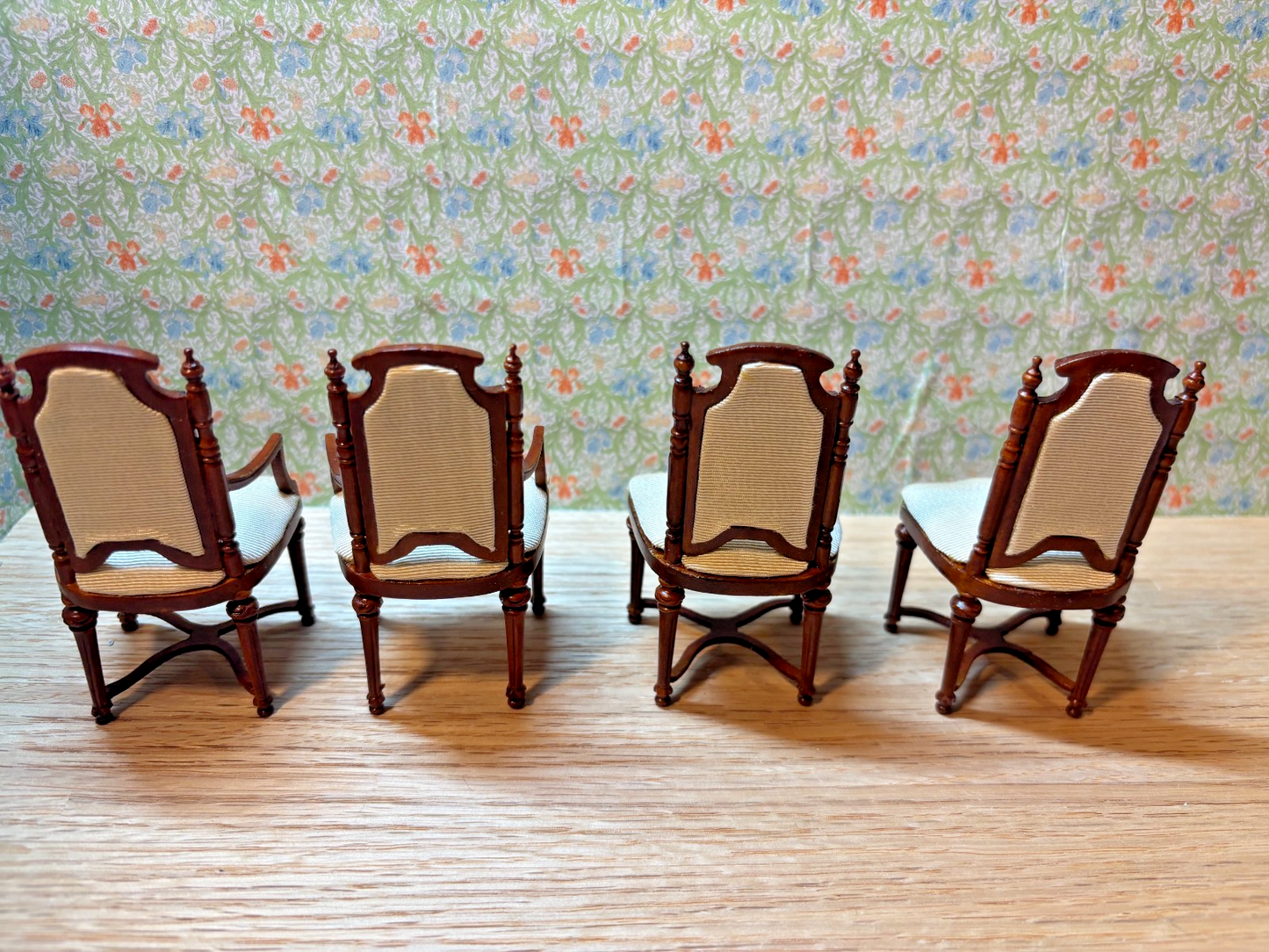Dollhouse Miniature Walnut Dining Table + 4 Chairs by Hansson