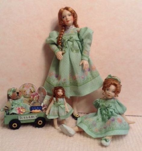 Dollhouse Miniature Sisters Springtime Dress Sheet