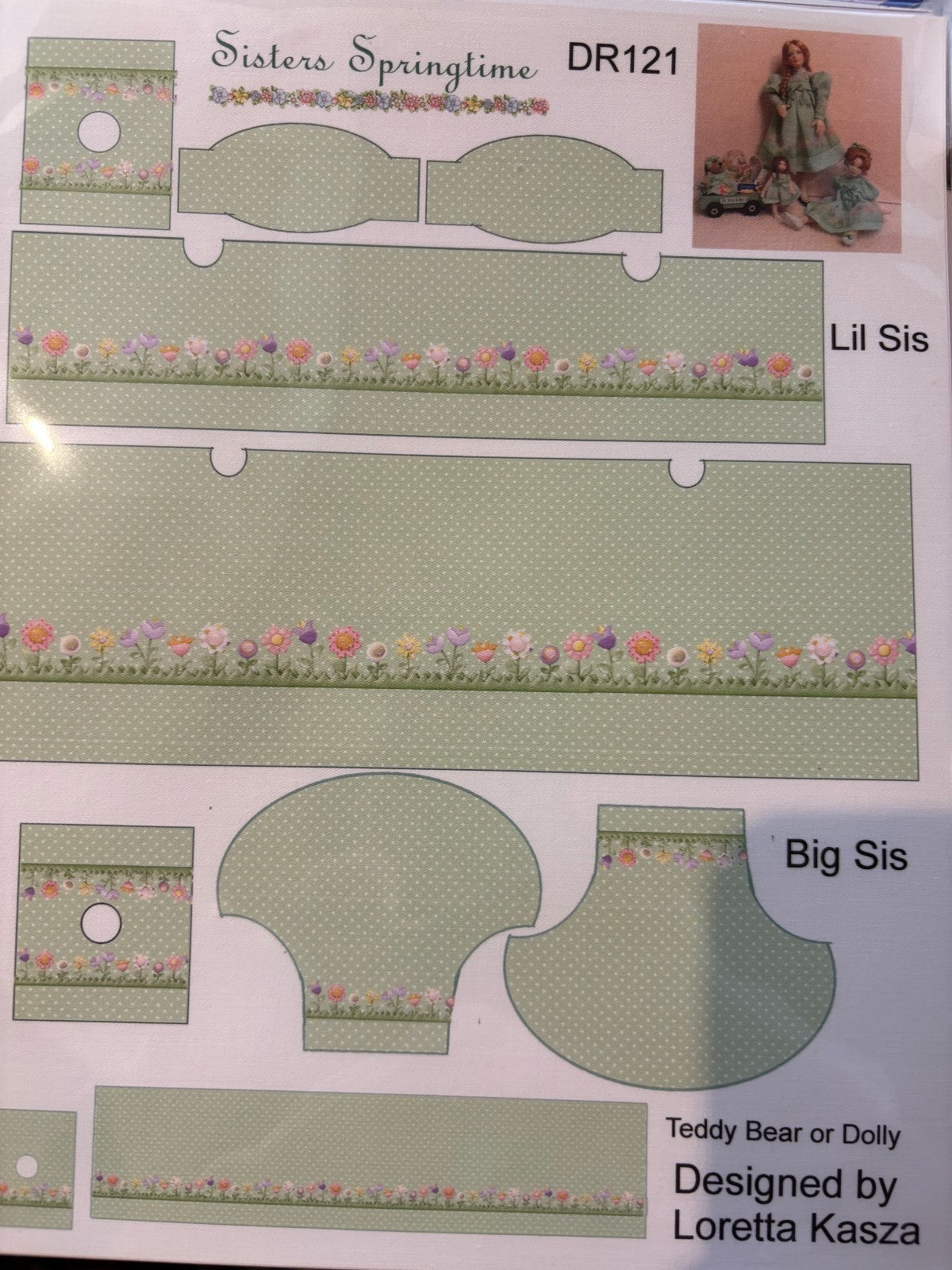 Dollhouse Miniature Sisters Springtime Dress Sheet