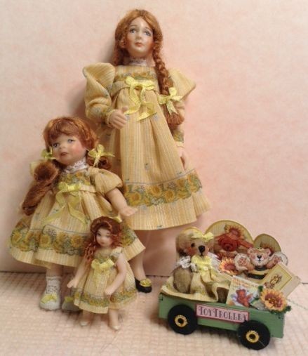 Dollhouse Miniature Sisters Sunflowers Dress Sheet