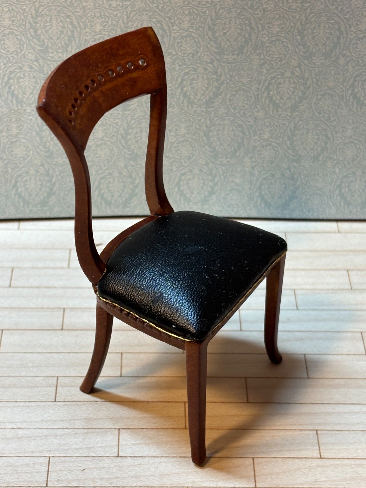 Dollhouse Miniature Walnut Contemporary Chair by Hansson