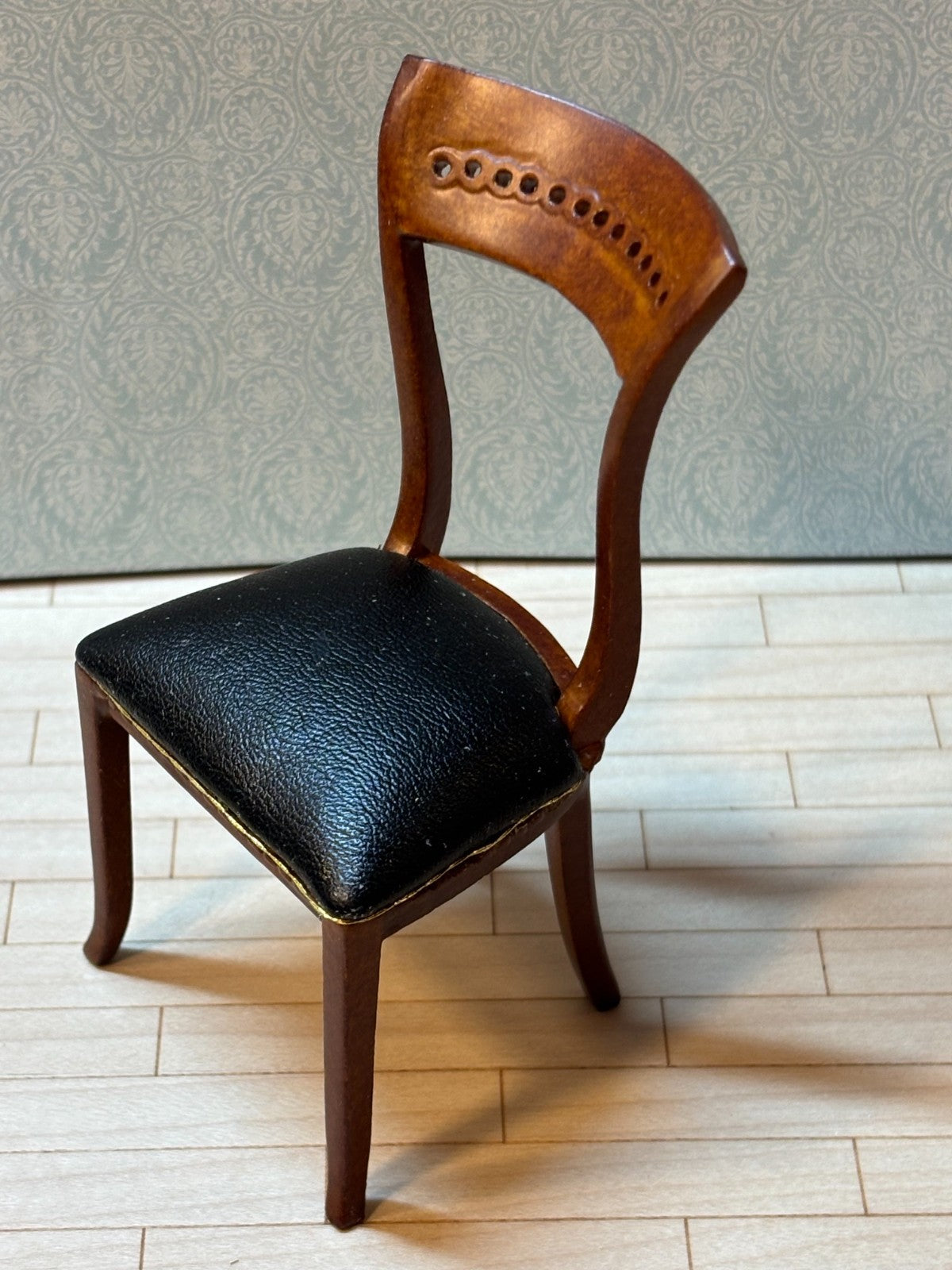 Dollhouse Miniature Walnut Contemporary Chair by Hansson