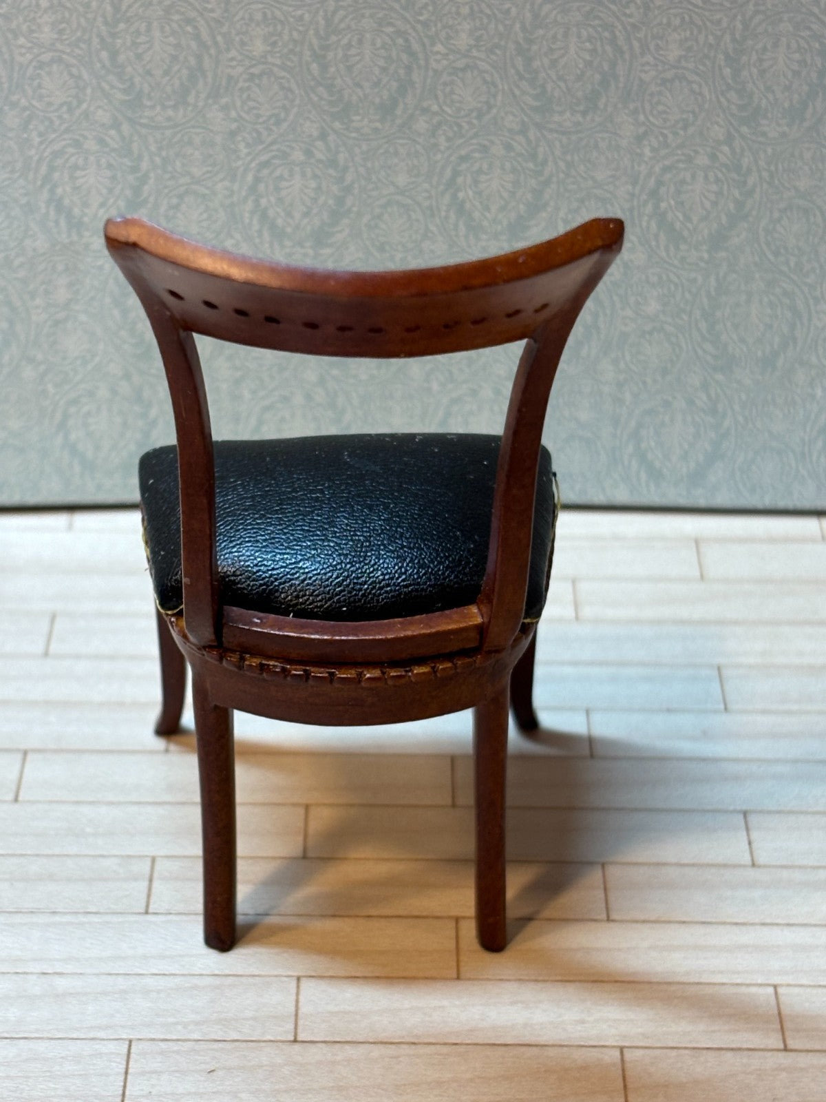 Dollhouse Miniature Walnut Contemporary Chair by Hansson