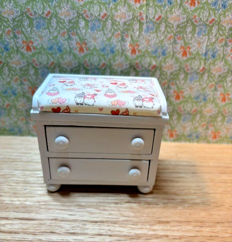 Dollhouse Miniature Crib and Changing Table "Gnomes in White"
