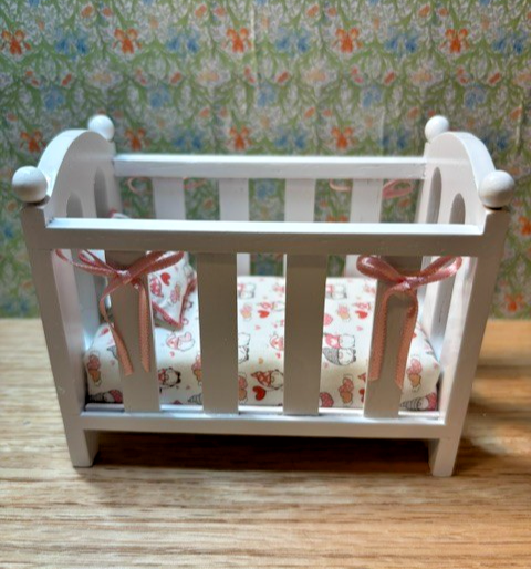 Dollhouse Miniature Crib and Changing Table "Gnomes in White"