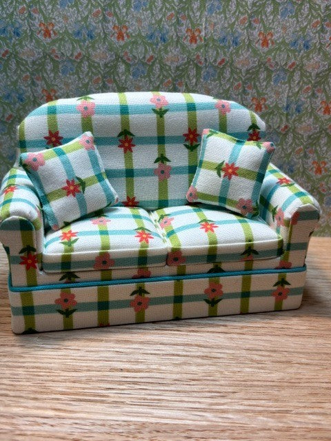 Dollhouse Miniature Daisy Garden Loveseat and Armchair Handcrafted