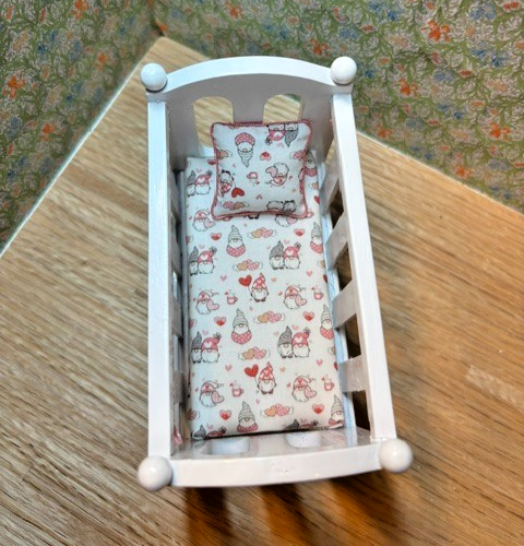 Dollhouse Miniature Crib and Changing Table "Gnomes in White"