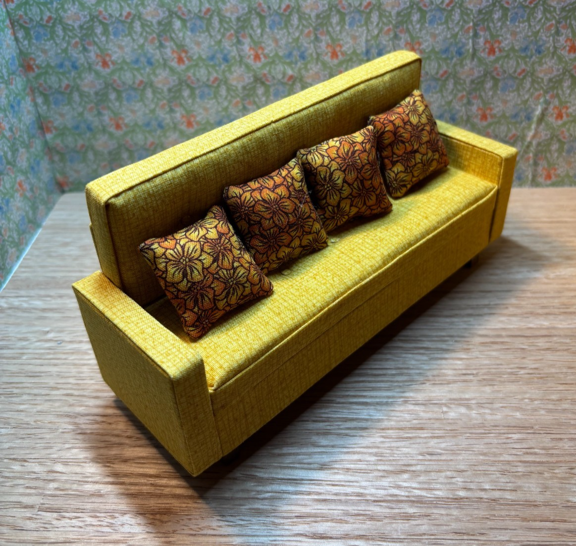 Dollhouse Miniature Mid-Century Modern Sofa and Armchair Handcrafted