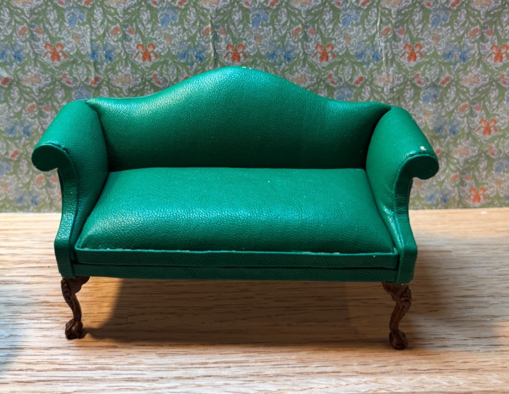Dollhouse Miniature Green Leather Sofa and Chair by Hansson
