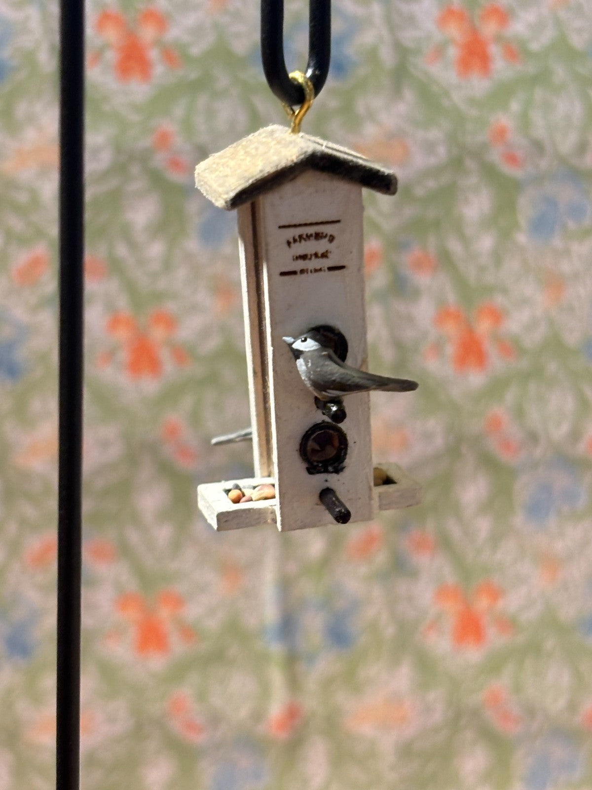 Dollhouse Miniature Handcrafted Birdfeeder on Shepherd's Hook