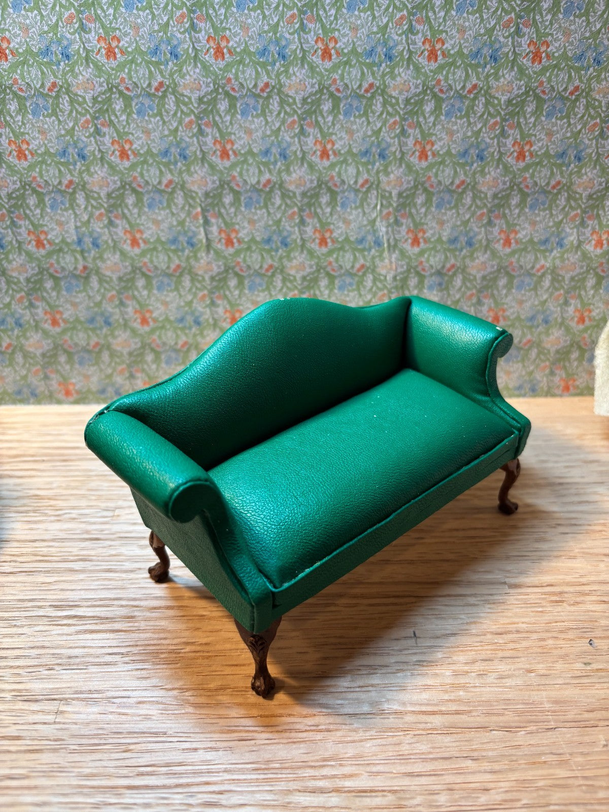 Dollhouse Miniature Green Leather Sofa and Chair by Hansson