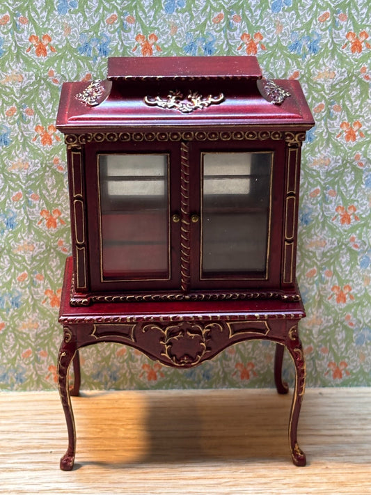Dollhouse Miniature Mahogany Cabinet and Table by Hansson