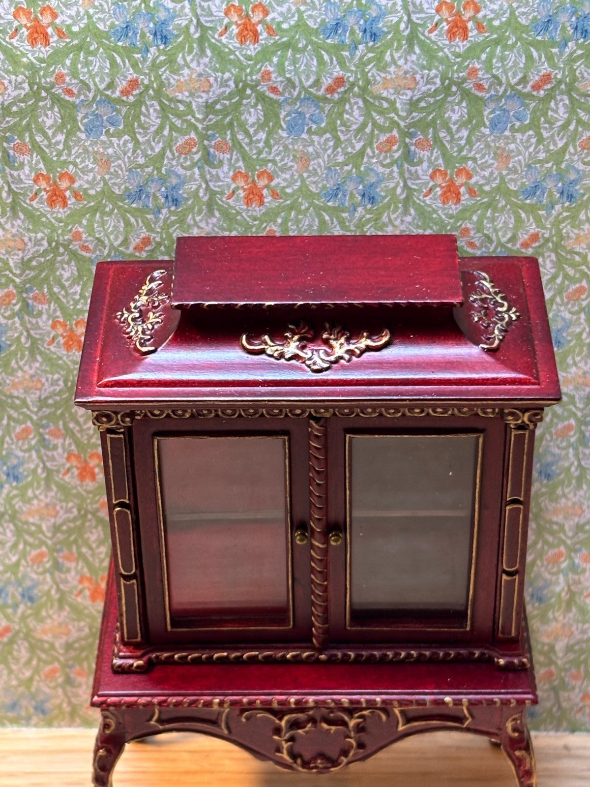 Dollhouse Miniature Mahogany Cabinet and Table by Hansson