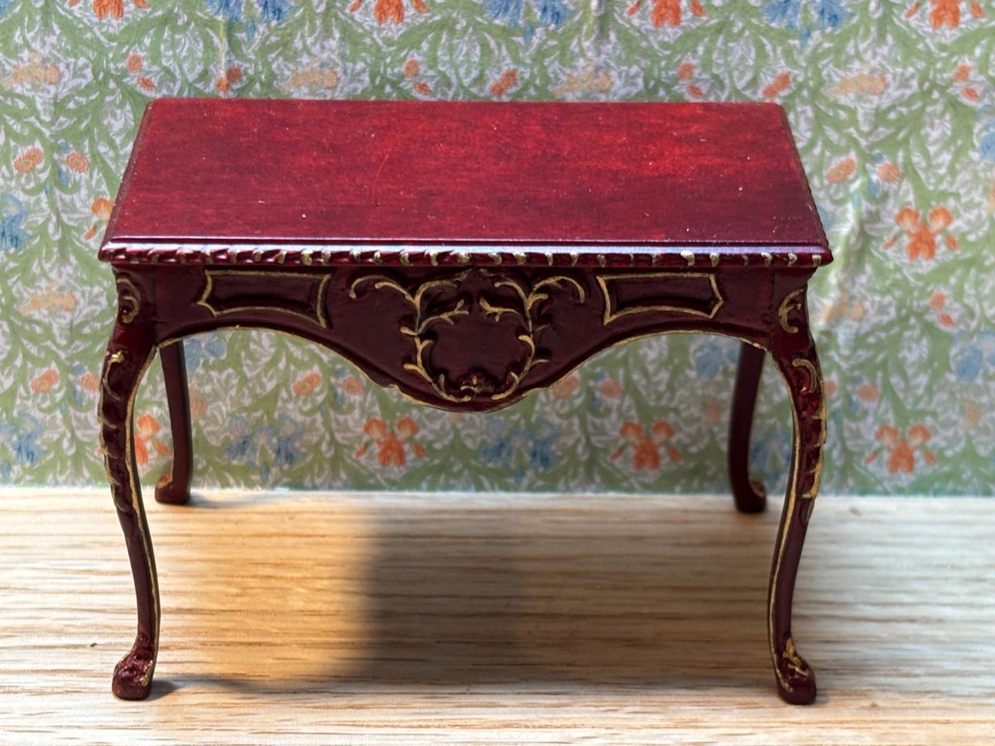 Dollhouse Miniature Mahogany Cabinet and Table by Hansson
