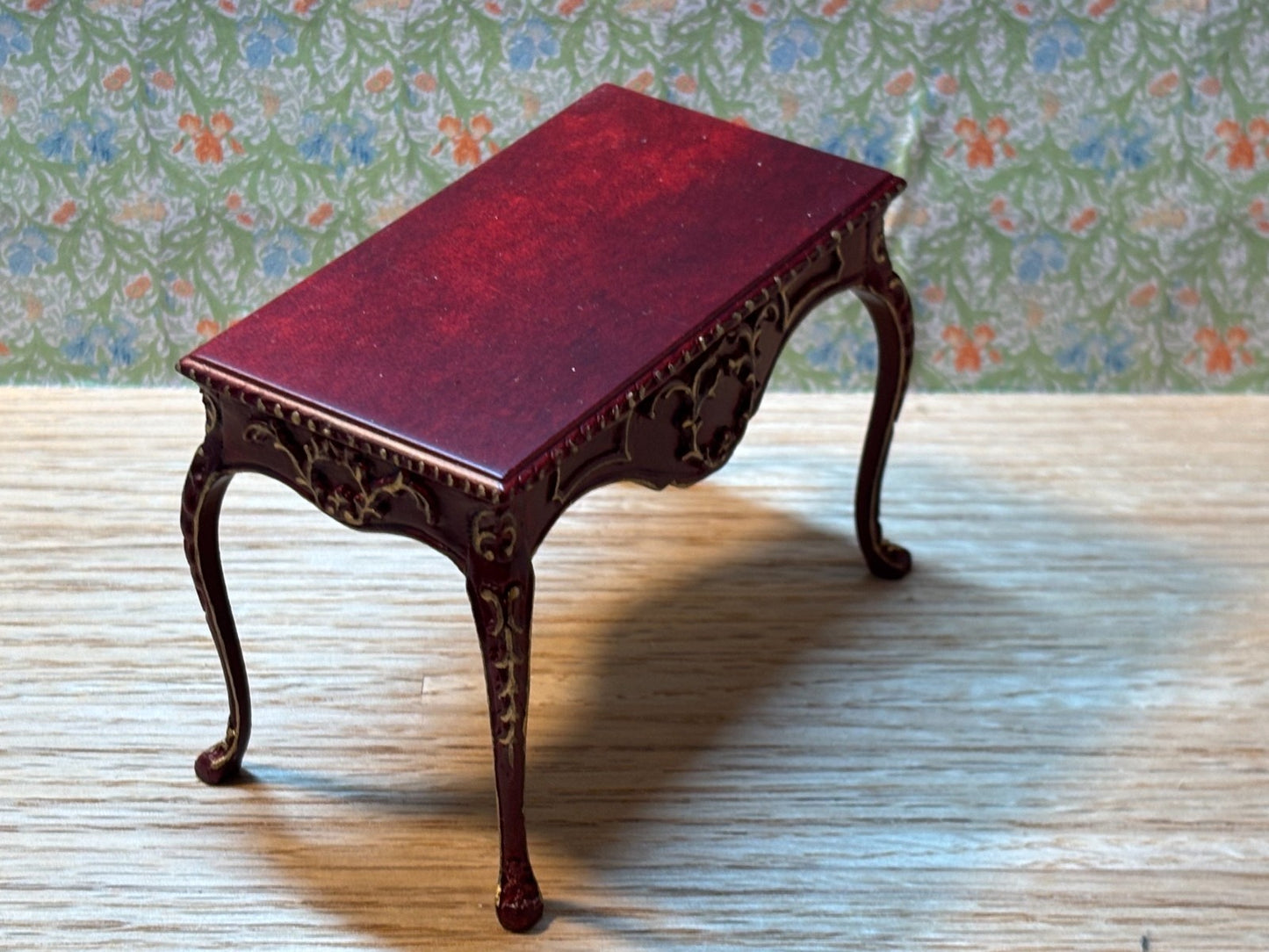 Dollhouse Miniature Mahogany Cabinet and Table by Hansson