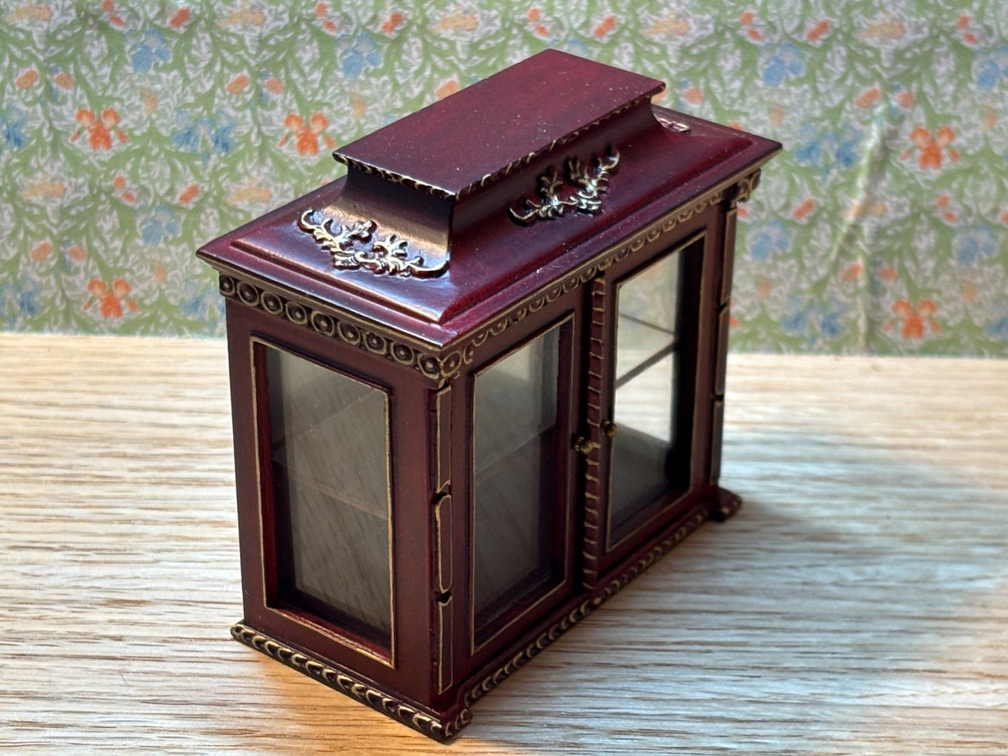 Dollhouse Miniature Mahogany Cabinet and Table by Hansson