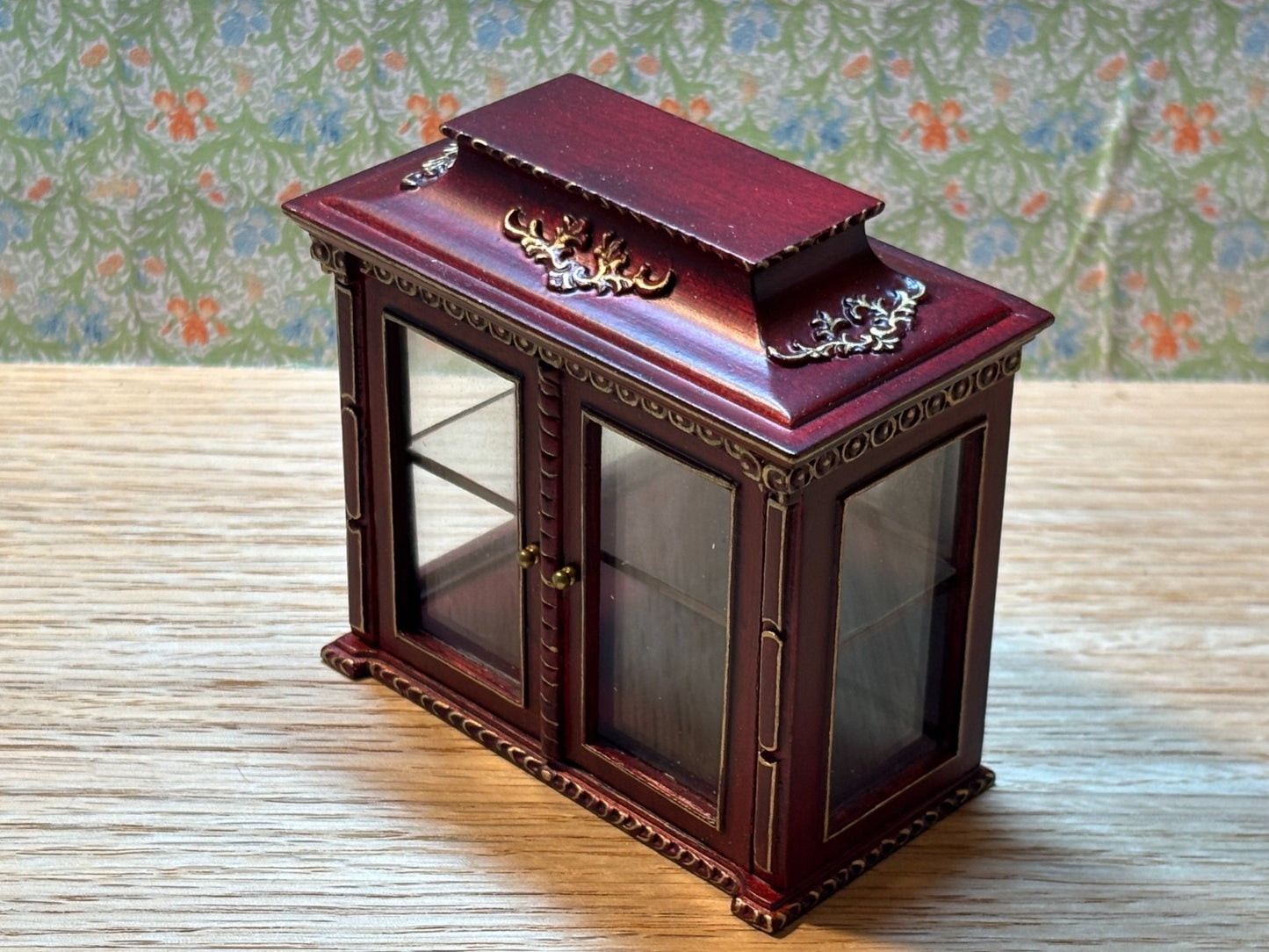 Dollhouse Miniature Mahogany Cabinet and Table by Hansson