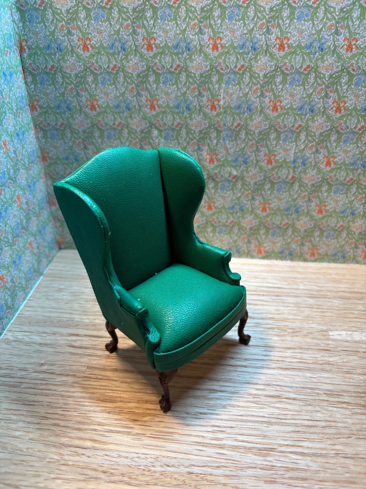 Dollhouse Miniature Green Leather Sofa and Chair by Hansson