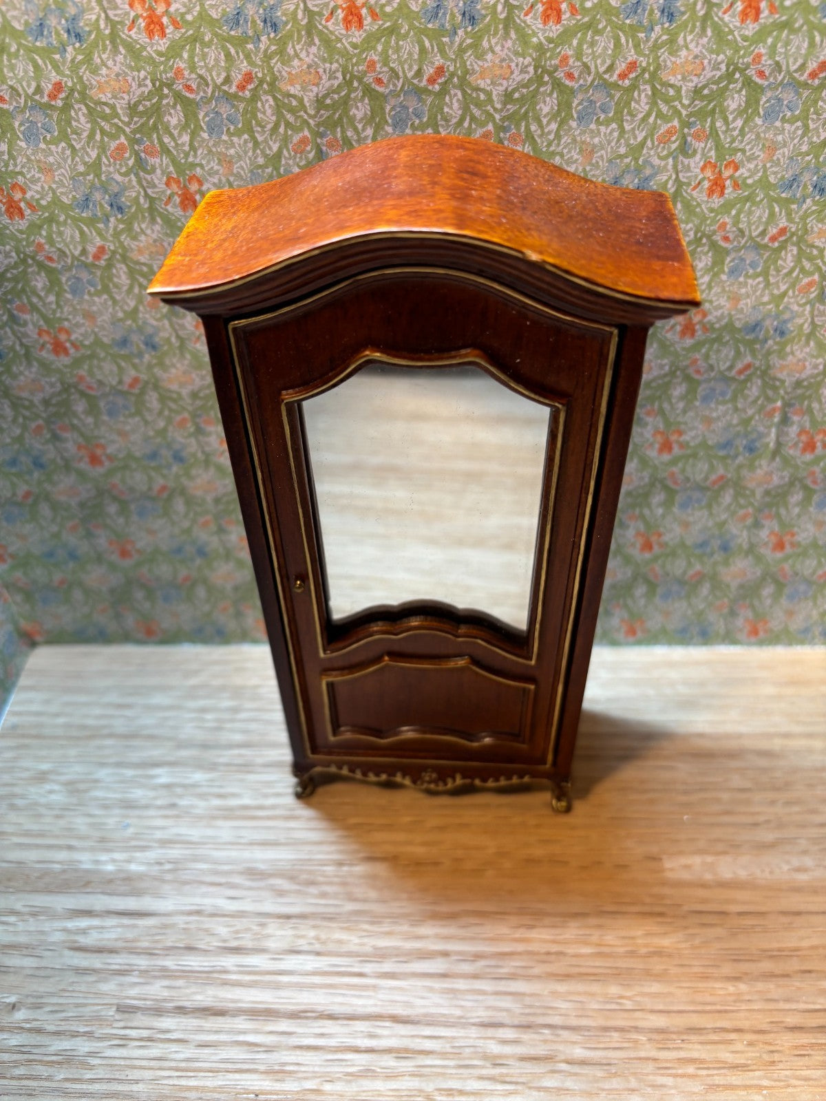 Dollhouse Miniature Walnut and Gold Wardrobe by Hansson