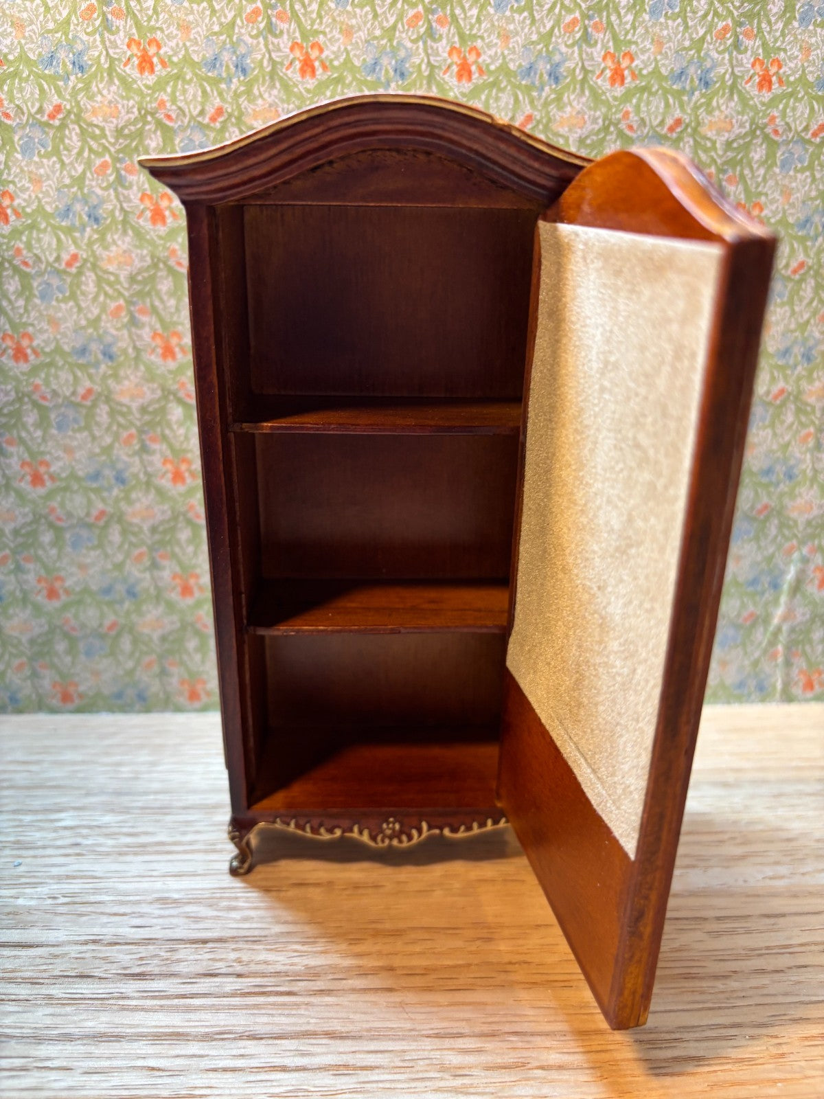 Dollhouse Miniature Walnut and Gold Wardrobe by Hansson
