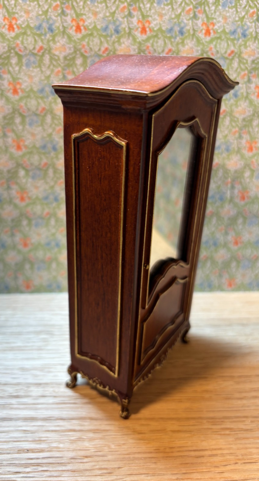 Dollhouse Miniature Walnut and Gold Wardrobe by Hansson
